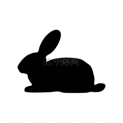 在白色背景下的兔子复活节剪影。