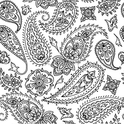 无缝的印度花卉佩斯利图案,纺织