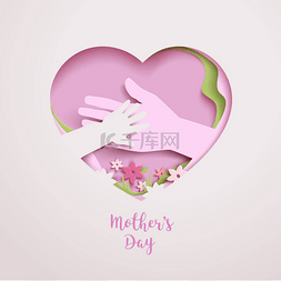 母形状图片_概念母亲爱或母亲照顾着花元素手