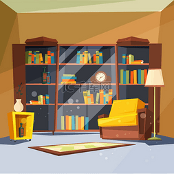 房间有书。房子公寓与家庭图书馆
