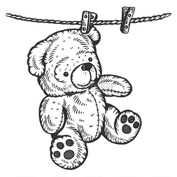 玩具熊在绳索雕刻向量例证