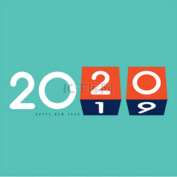 2020图片_2020年快乐新年概念装饰3D立方体平