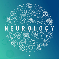 用细线图标圆的神经学概念