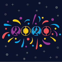 商业封面设计图片_祝2020年新年快乐多彩的方面标志