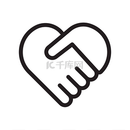 矢量图标团队合作图片_形成一颗心的握手标志