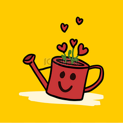 heart图片_Beautiful watering can with red valentine hea