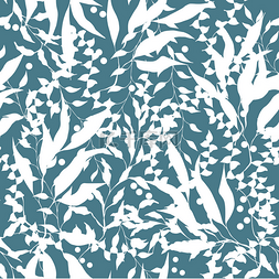 蓝色瓷砖纹理图片_简单的花卉背景与蓝色背景的白色