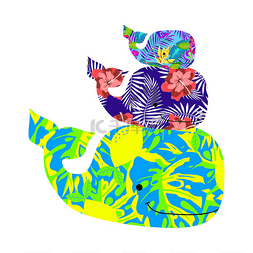 鲸鱼彩色图片_设置与彩色鲸鱼