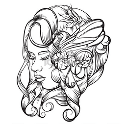 艺术作品海报图片_Younf 和不寻常的发型美丽精灵的肖