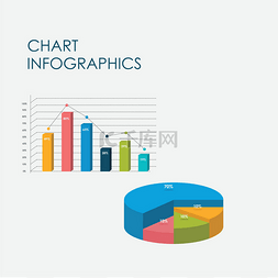 饼图, 条形图信息图形元素3d 矢量
