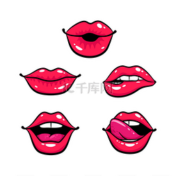嘴唇与舌头图片_女性嘴唇紧闭。嘴与一个吻，微笑