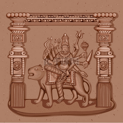 酷头像框图片_老式的印度女神 Chandraghanta 雕塑雕