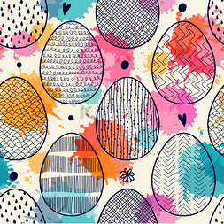 复活节彩蛋图案图片_有彩蛋的无缝图案