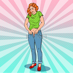 试图缝补图片_流行艺术超重女人试图到小牛仔裤