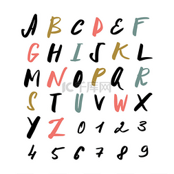 矢量可爱的刷子手画刻字字母