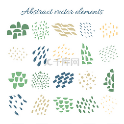 矢量抽象笔触、手绘设计元素、有