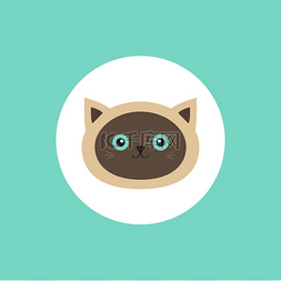 婴儿头图标图片_暹罗猫头圆圆图标在平面设计风格