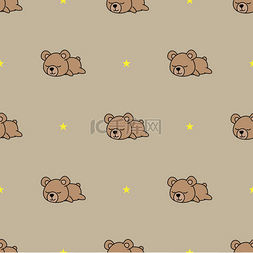 无缝模式婴儿熊睡在棕色背景, 矢