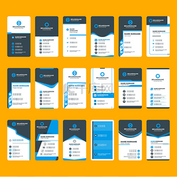 带有图片的名片图片_现代名片打印模板的集合。垂直的