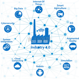 机器人工厂图片_信息图表图标的行业 4.0。互联网