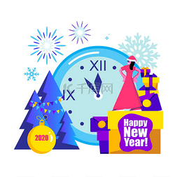 新年快乐时尚图片_2020 新年快乐 时尚和简约的卡片或