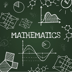 粉笔在黑板上的绘图数学符号。