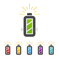 电池充能图片_一组电池充电图标