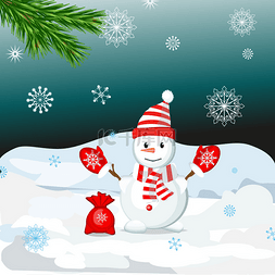雪人冷图片_戴着帽子的圣诞雪人.
