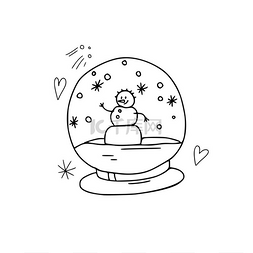 圣诞室内装饰图片_圣诞玻璃球，雪人和雪花在里面。