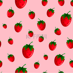 草莓无缝图案。矢量说明.