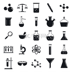 化学实验室图标集。一套简单的化