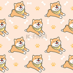 Cute shiba inu dog seamless background repeat