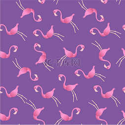 紫罗兰色背景图片_火烈鸟无缝的背景。动画片粉红色