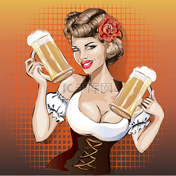 慕尼黑啤酒节女人与啤酒，pin 的