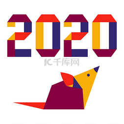 新年鼠符号2020中国历法折纸
