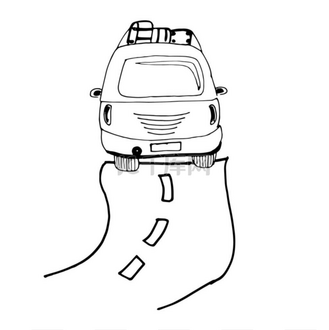 汽车在路上行驶.旅程.在白色背景上分离,向量.