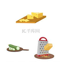 矢量集的web图片_烹饪食品卡通图标集的设计。厨房
