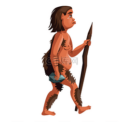 古代穴居图片_妇女进化向量卡通插图