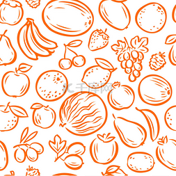 水果无缝的背景或图案。天然食品