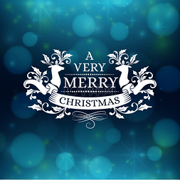 greeting图片_Christmas blue background with holiday emblem