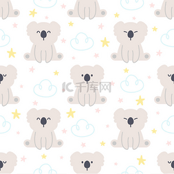 cute字图片_Cute koala and sky seamless background repeat