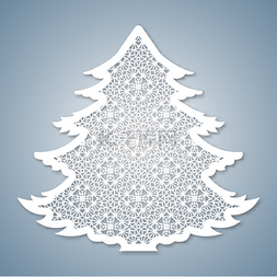 邀请函的信封图片_带有几何图案的圣诞树。激光切割