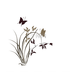 兰花与蝴蝶图.