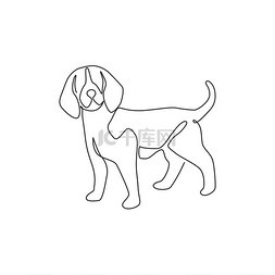 宠物素材图标图片_单行画可爱的小猎犬犬作为公司标