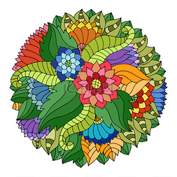 鲜艳风格背景图片_彩色圆圈花卉点缀野花和吉普赛风