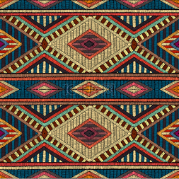 几何地毯图案图片_绣无缝的几何图案。地毯装饰.