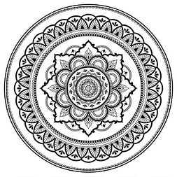 圆形的装饰图案图片_在形式的曼荼罗的圆形图案。指甲