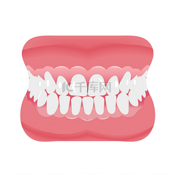 医学概念图片_下颚与牙齿图标扁平的风格.张开