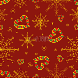 酒红色背景素材图片_新年和圣诞节。无缝模式。金色的