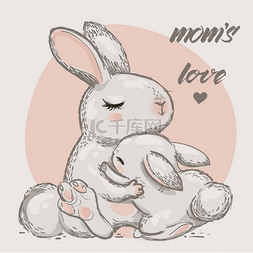 兔子妈妈和兔子图片_可爱兔子-妈妈和孩子
